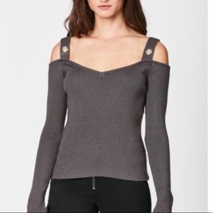 Carmar cropped off shoulder grommet sweater